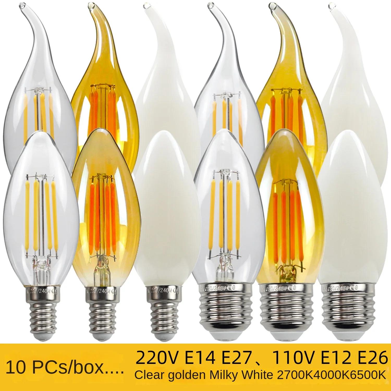 Bougie Led rétro à intensité variable, C35 givré E14 220V 110V 4W 6W, blanc chaud 2700K, ampoules à