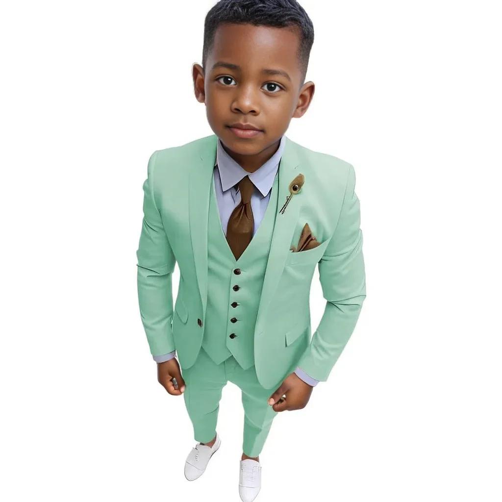 Ensemble de costume formel pour garçons de 3 à 16 ans, trois pièces, smoking élégant pour mariage, f