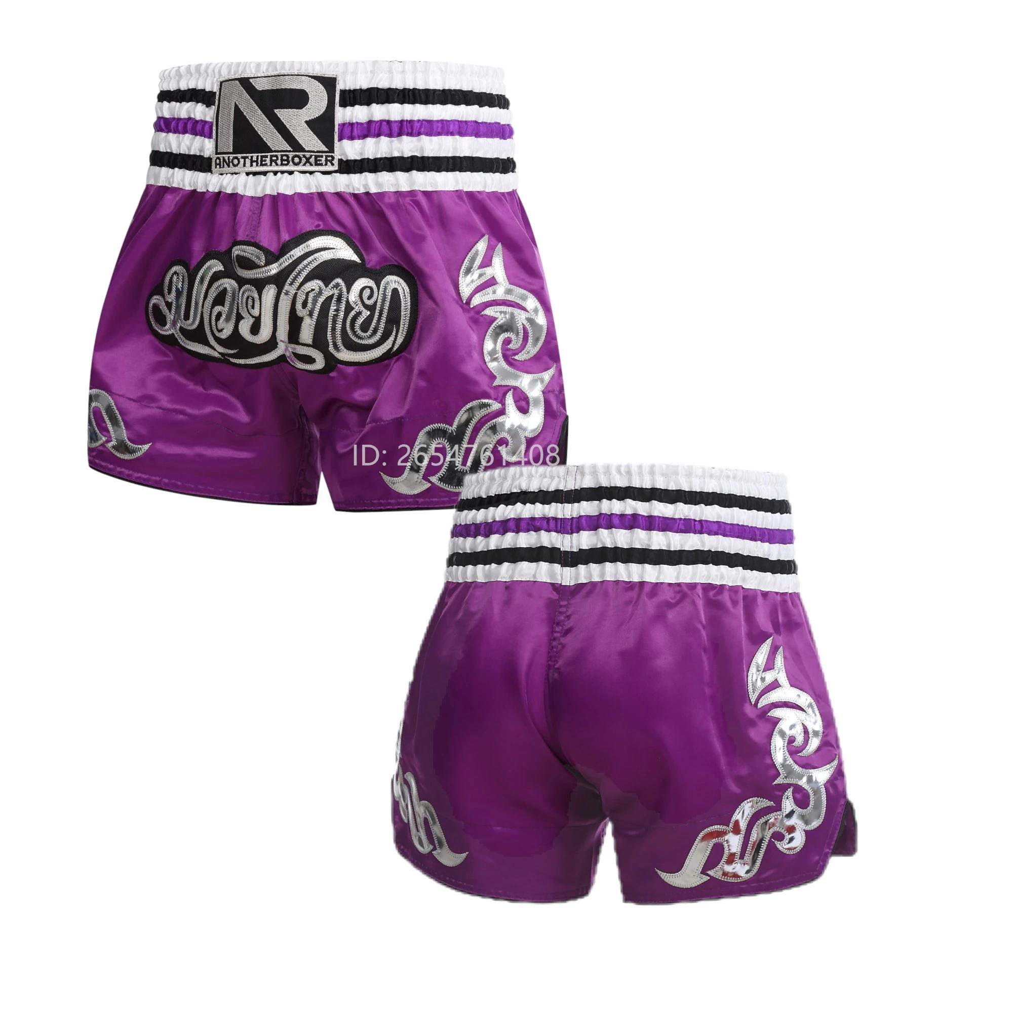 ANOTHERBOXER Short Muay Thai, pantalon de boxe traditionnel brodé, vêtements de sport pour hommes et