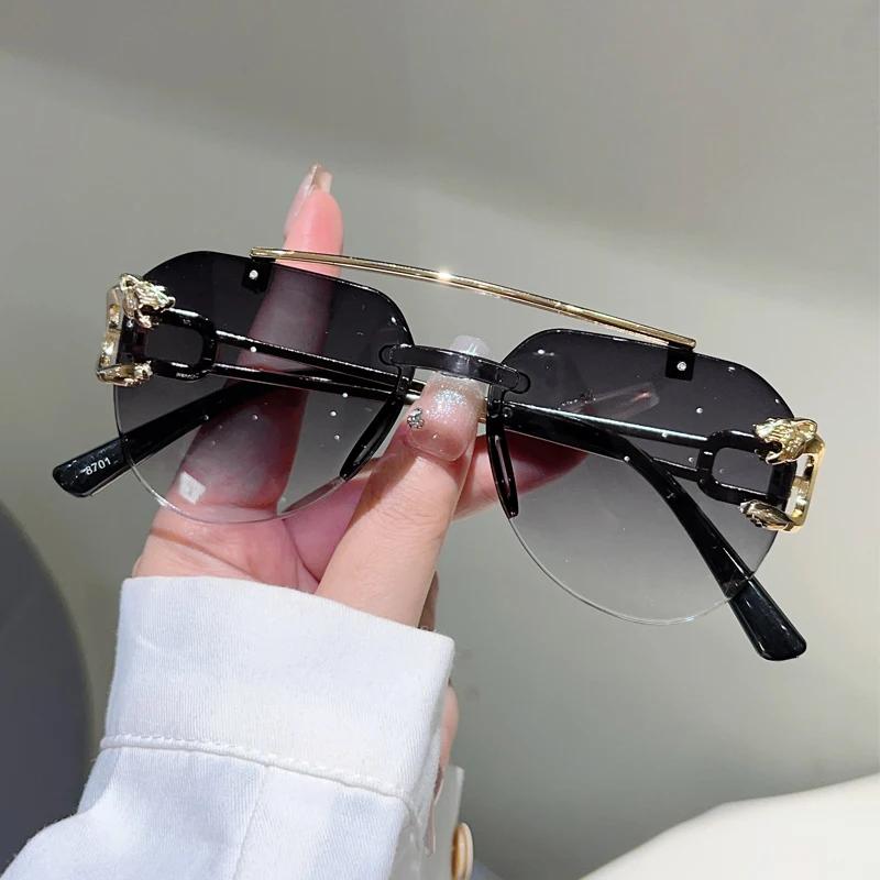 KAMMPT lunettes de soleil pilote sans monture hommes mode Vintage dégradé nuances décontractées femm