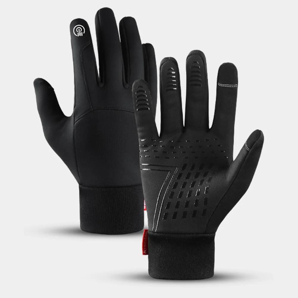 Gants de cyclisme en plein air pour hommes, imperméables, coupe-vent, épais, chauds, écran tactile,