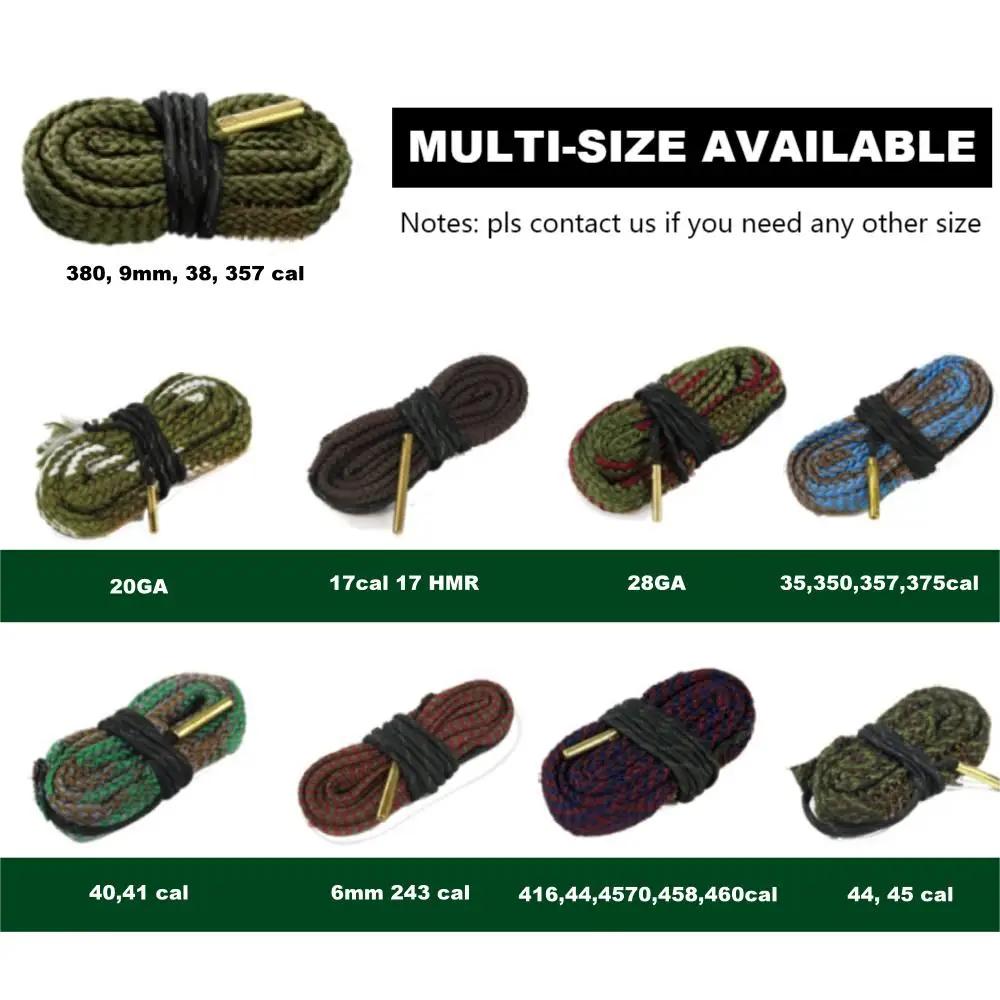 Corde de nettoyage de baril, 2 pièces, 22 Cal.223 Cal.38 Cal & 5.56mm 7.62mm 9mm, corde de calibre,