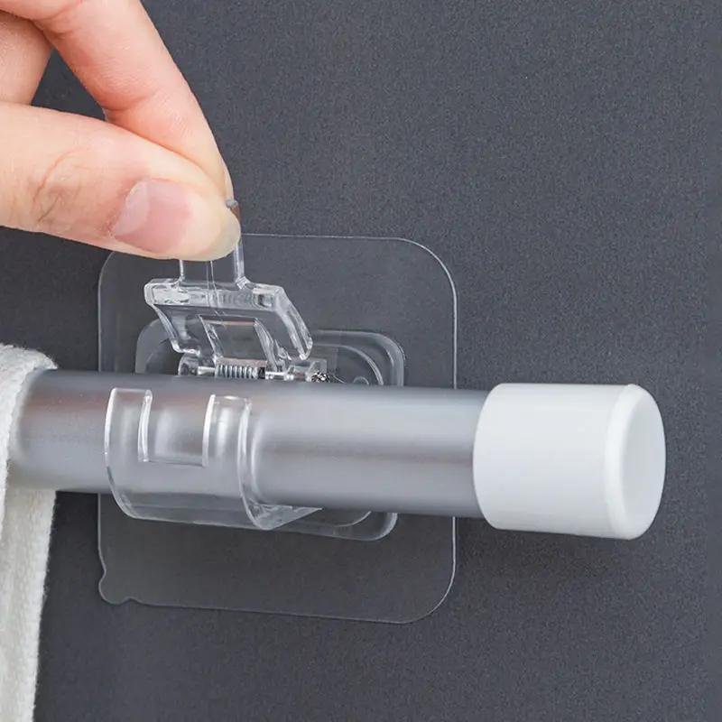 Crochets auto-adhésifs sans poinçon, crochet à Clip pour tringle à rideau de douche, support suspend