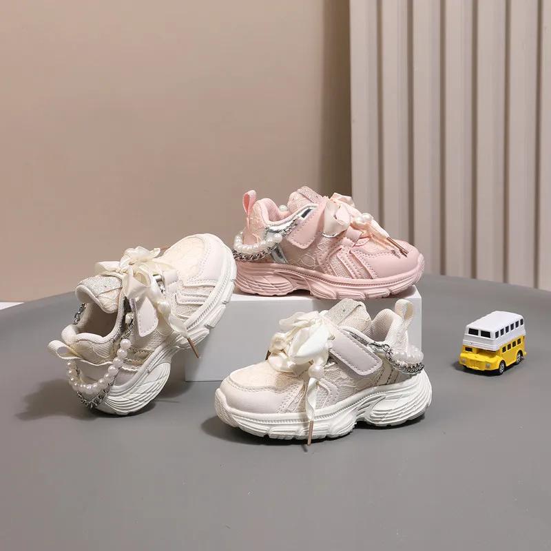 Chaussures pour enfants 2025 nouveau enfant en bas âge filles chaussures de Sport perle semelle soup