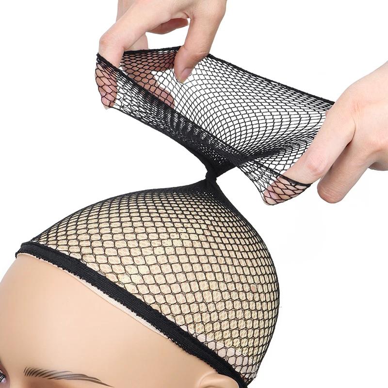 Filet à cheveux noir en maille extensible, dôme tissé, chapeau, filet de perruque, casquette en mail