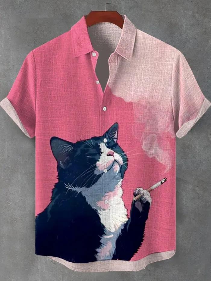 Chemise hawaïenne à manches courtes pour hommes, chemise à revers boutonnée, hauts surdimensionnés,