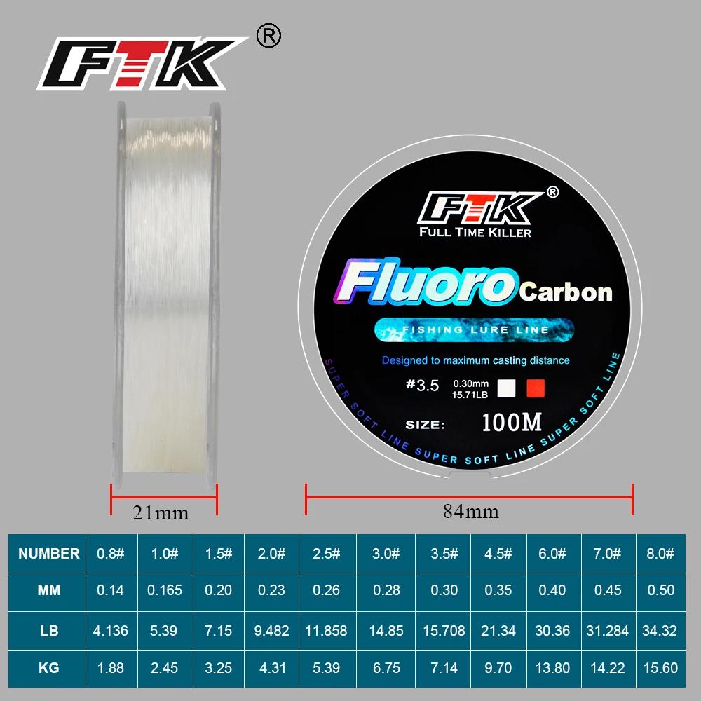 FTK 100m ligne de pêche en fluorocarbone 4.13-34.32LB revêtement en fluorocarbone japon Fiber de car