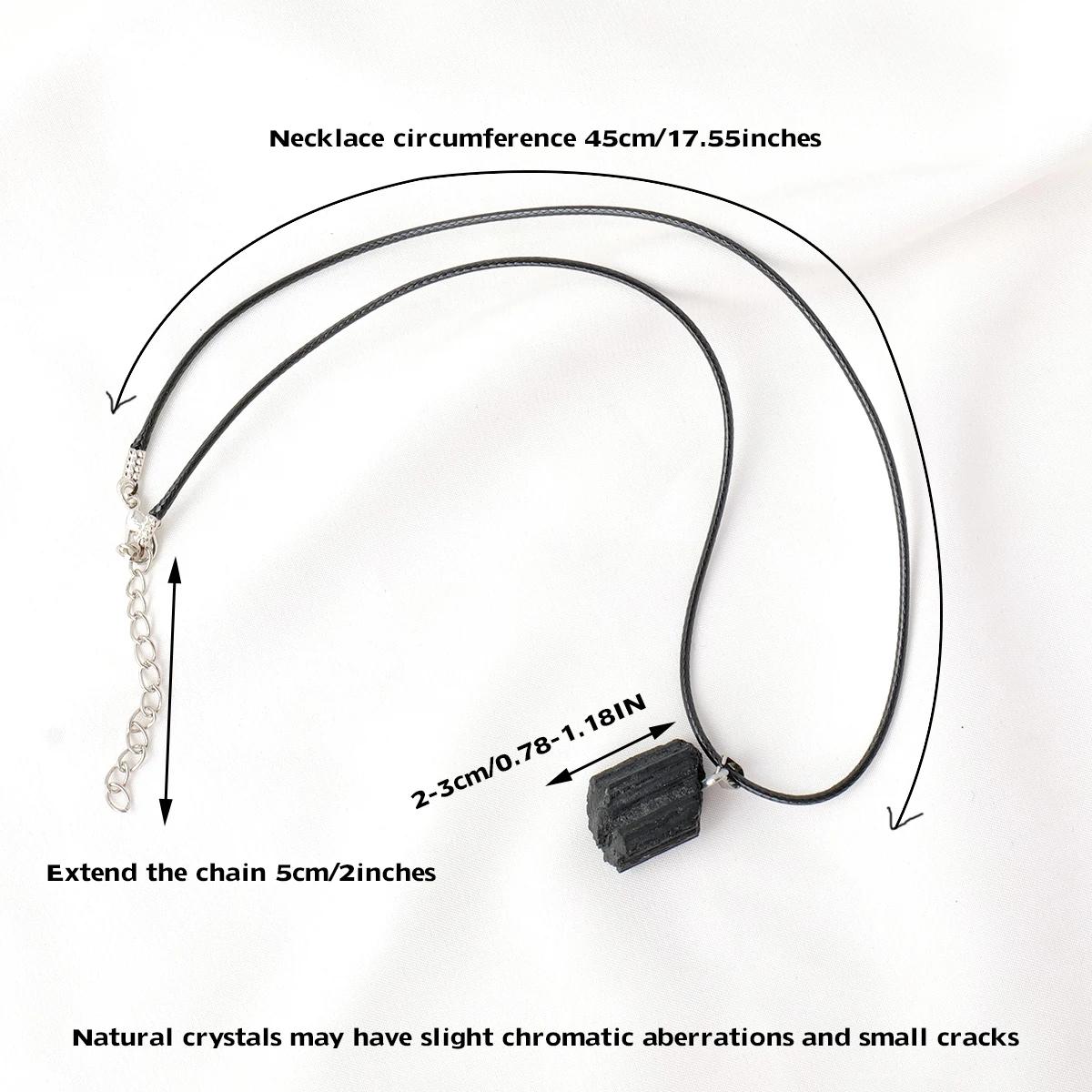 Collier avec pendentif en Tourmaline noire, cristal naturel, pierre brute, gemme non polie, bijoux à