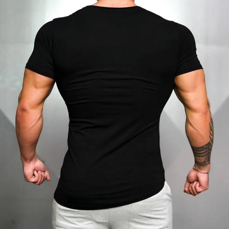 Couleur unie hommes course Sport T-Shirt hauts coton respirant à manches courtes coupe ajustée T-Shi