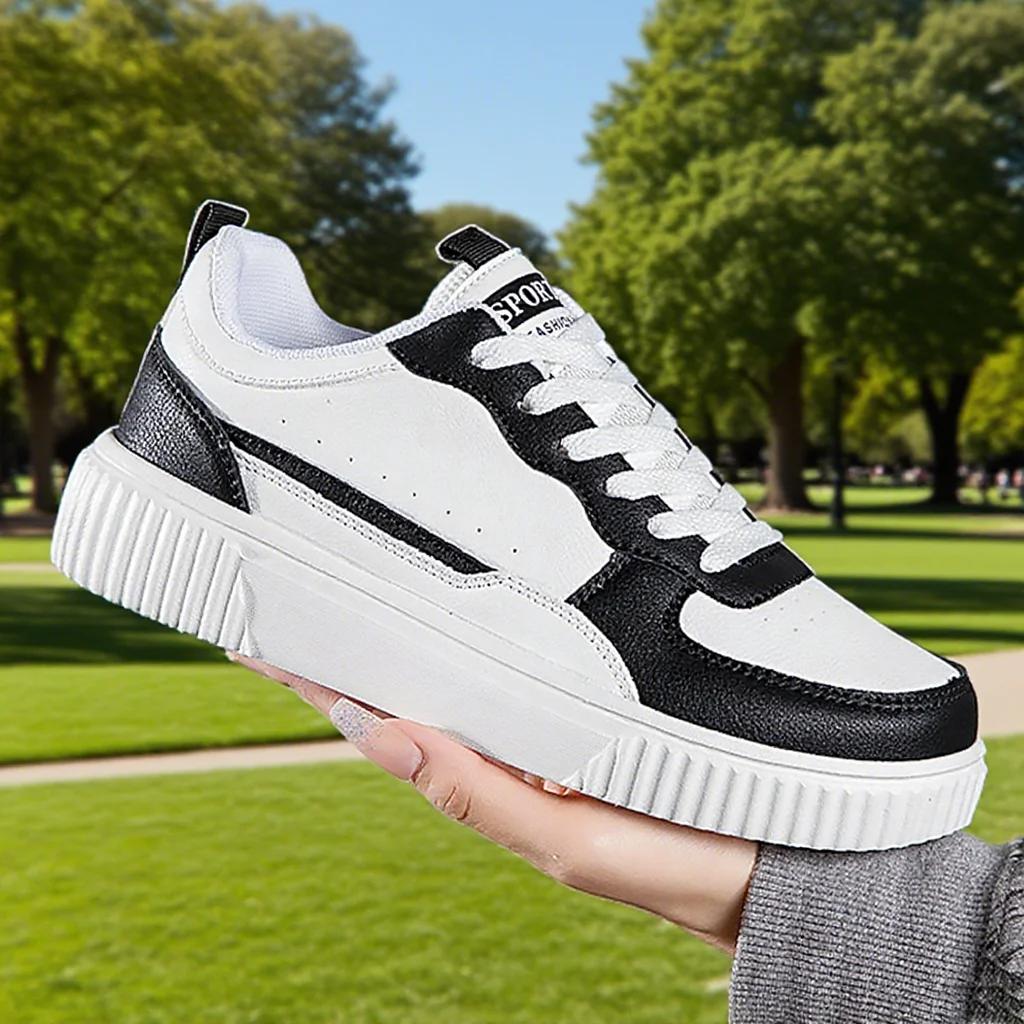 Mode femmes chaussures décontractées respirant marche chaussures plates baskets blanc chaussures fem