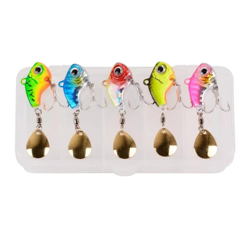5 pièces/boîte rotatif métal VIB vibration appât Spinner cuillère leurres de pêche 5g-20g gabarits t