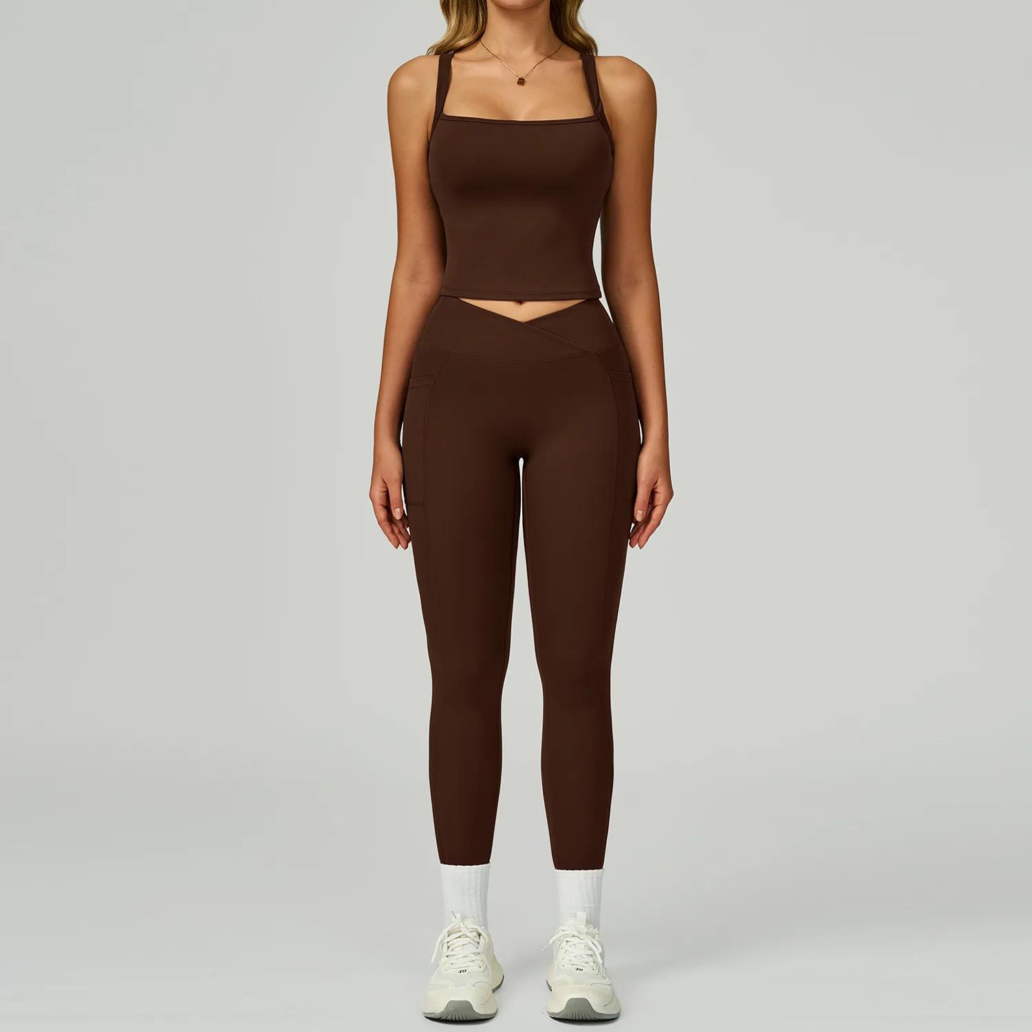 Tenues de Yoga pour femmes, survêtement, ensemble de Yoga, 2 pièces, vêtements d'entraînement pour f