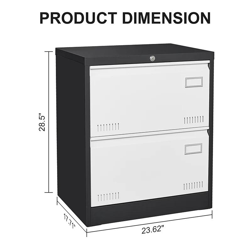 2 MELMetal-Classeur latéral avec serrure, armoire verticale de bureau pour le bureau à domicile/léga