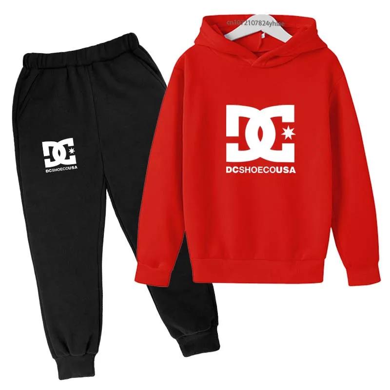 Enfants printemps automne décontracté Simple imprimé 2 pièces sweat à capuche + pantalon survêtement