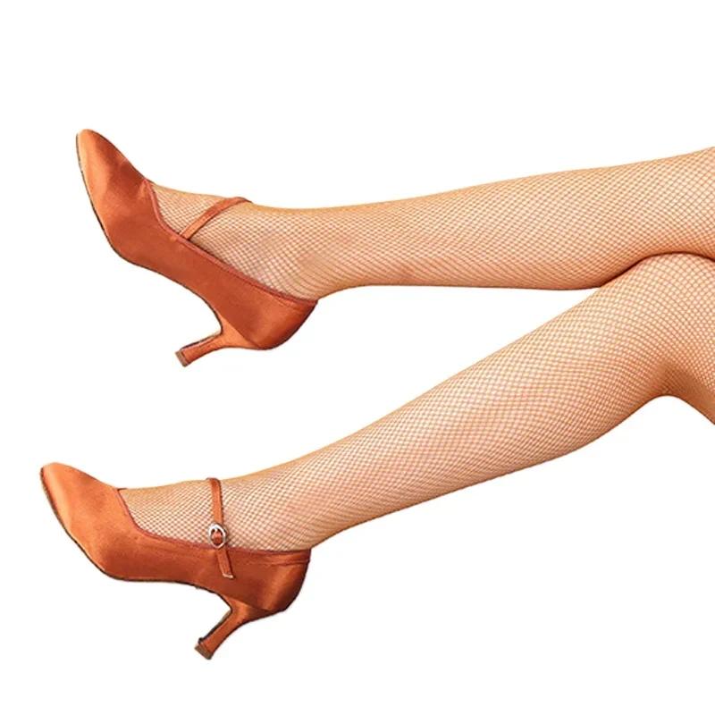 Chaussures de danse standard en satin pour femmes, talons bas et hauts, semelle extérieure souple, P