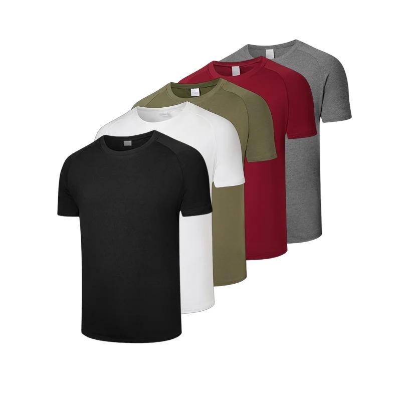 T-shirt en coton pour homme, couleur unie, qualité supérieure, manches courtes, pour le sport et le