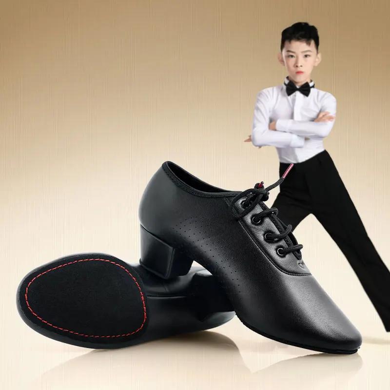 Chaussures danse latine homme noir talons bas tango salsa rumba jazz moderne