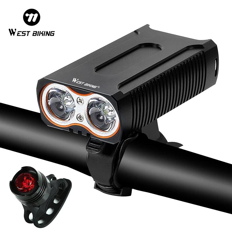 WEST BIKING-enquêter avant étanche à 2 LED pour vélo de route et VTT, éclairage de sécurité à haute