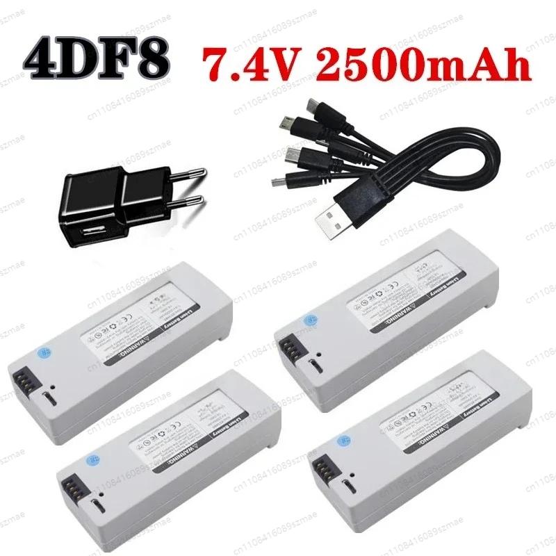 Batterie Lipo 7.4V 2500mAh et chargeur pour hélicoptère quadricoptère 4DRC F8 4D-F8, avion à axe pli