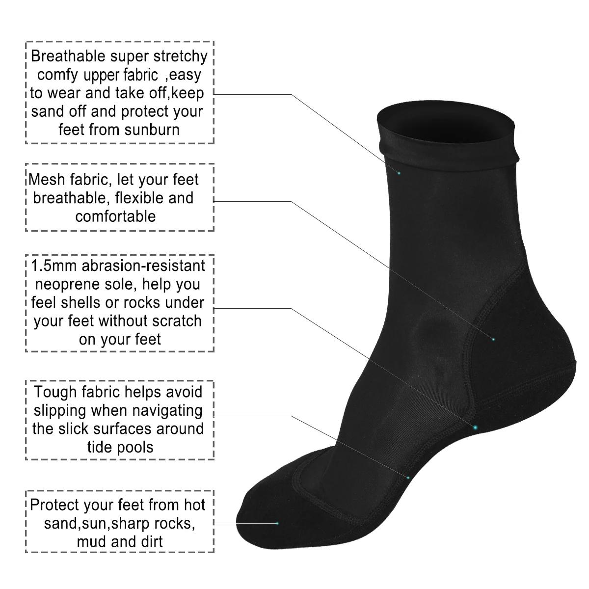 Chaussettes à ailettes fines en néoprène, dessus en polyester, l'offre elles en néoprène, protection