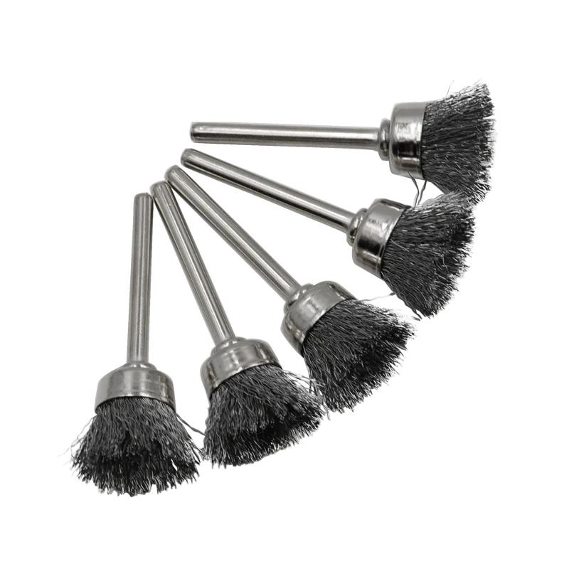 Jeu de brosses à roue métallique, perceuse, polissage, outils Dremel, tige de 3mm pour meuleuse élec