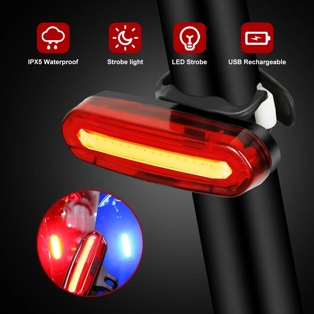 Feu arrière de vélo vtt, lumière rouge, lampe de sécurité chauffante, Rechargeable par USB, lumière