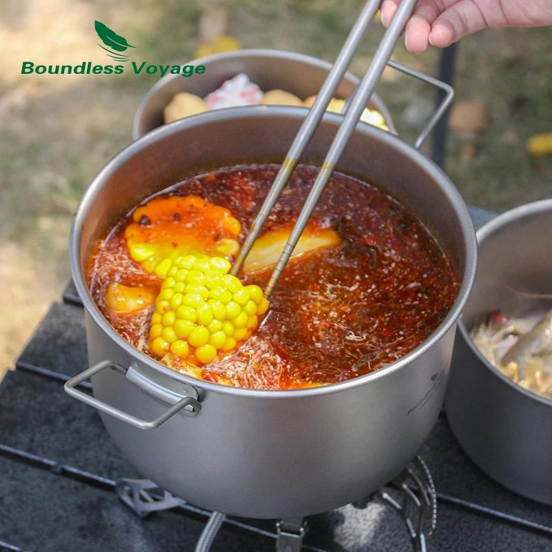 Batterie de cuisine de Camping en titane, Voyage sans limite, Kit de désordre, poêle et casseroles d