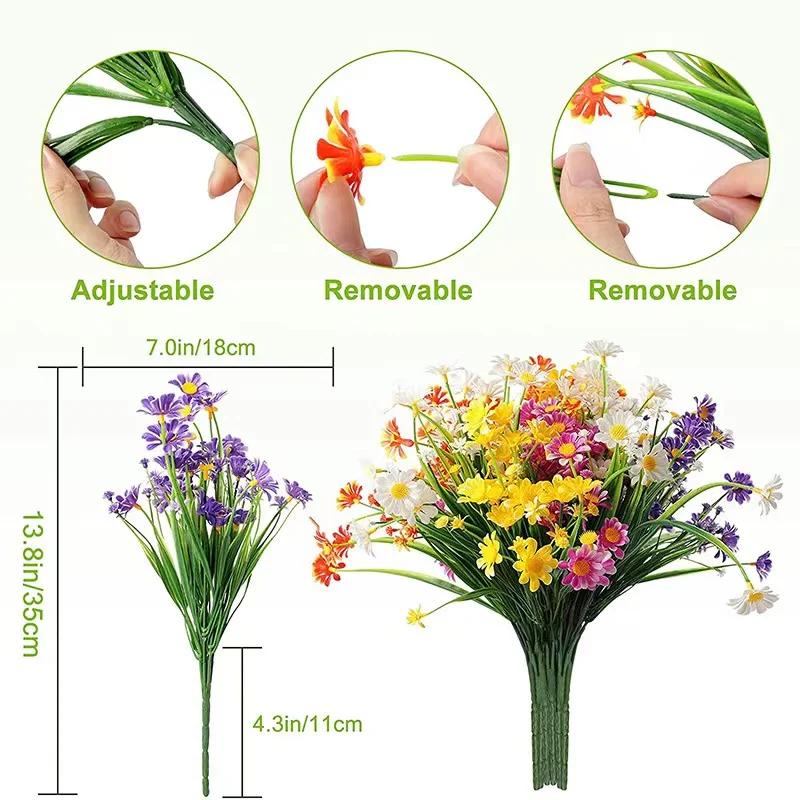 Fleurs de marguerites artificielles pour l'extérieur, fausses plantes à feuillage résistantes aux UV