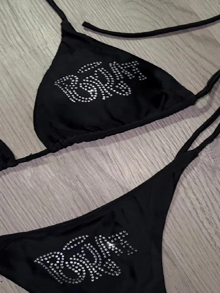 2000s femme Punk nouveau maillot de plage vêtements gothiques BRAT strass impression Grunge maillot