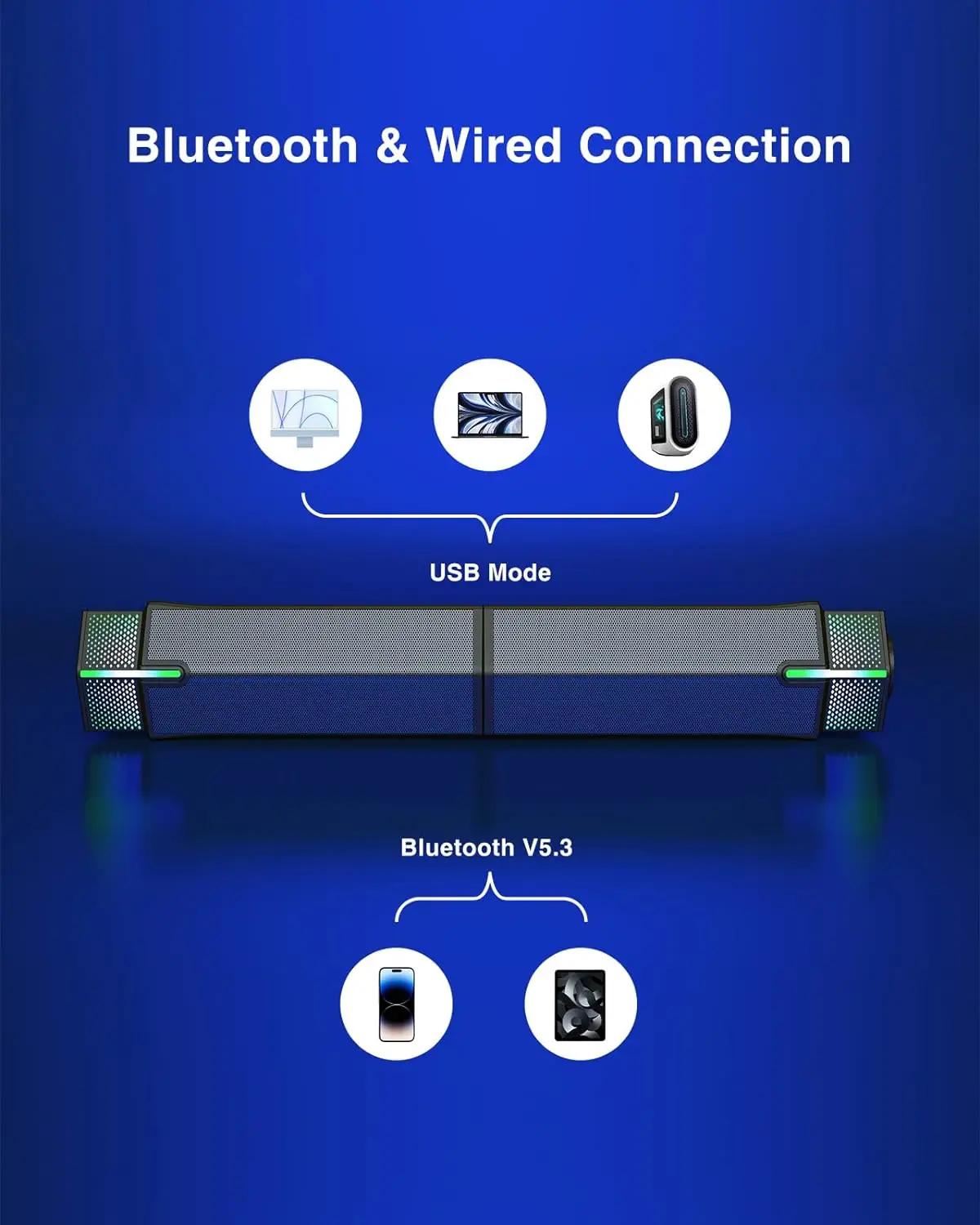Jeecoo M20 haut-parleurs d'ordinateur Bluetooth pour moniteur de bureau PC, alimenté par USB filaire