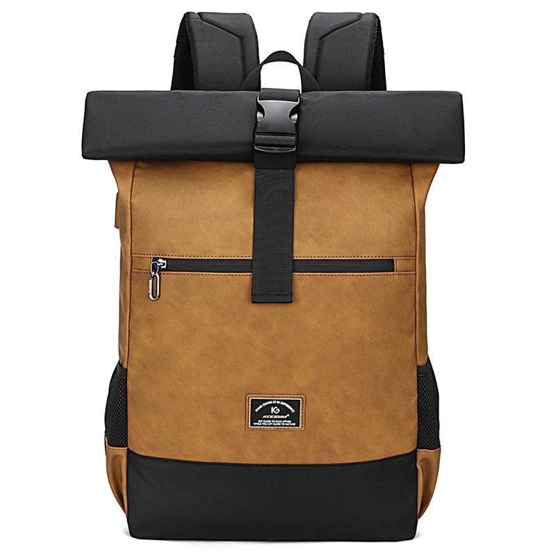 Sacs à dos d'ordinateur imperméables pour hommes et femmes, cuir PU léger, sac à dos à roulettes de