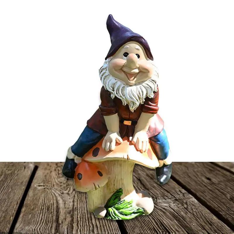 Statue de Gnome de jardin en résine drôle, Figurines de nains coquins de dessin animé, petites Sculp