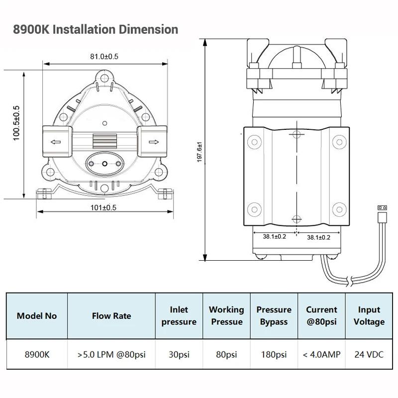 Booster de filtre à eau Coronwater 4,5 Lpm, pompe à pression 8900K RO