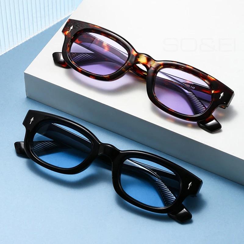 SO & EI rétro petit carré couleur bonbon lunettes de soleil femmes mode tendance Rivets hommes léopa