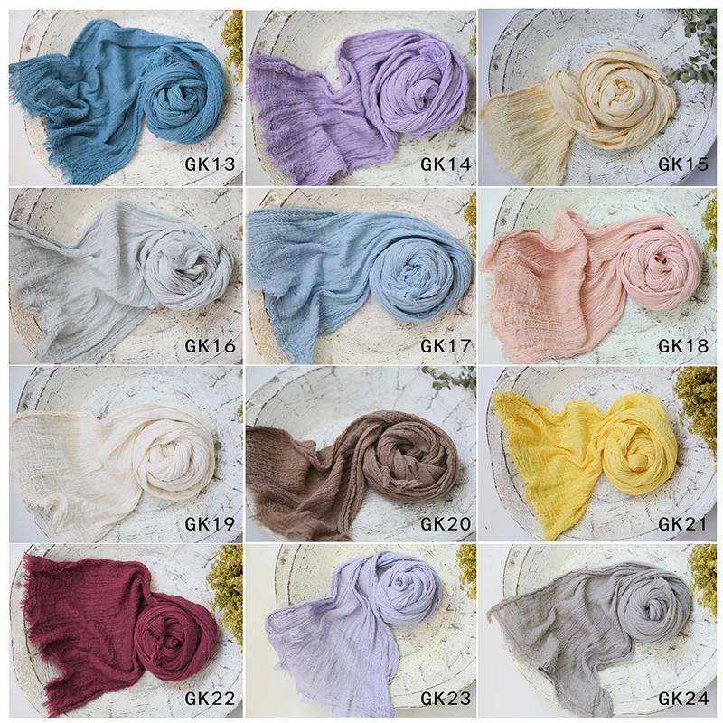 Seersucker-Accessoires de photographie pour nouveau-né, gaze de coton douce, couverture d'emmaillota