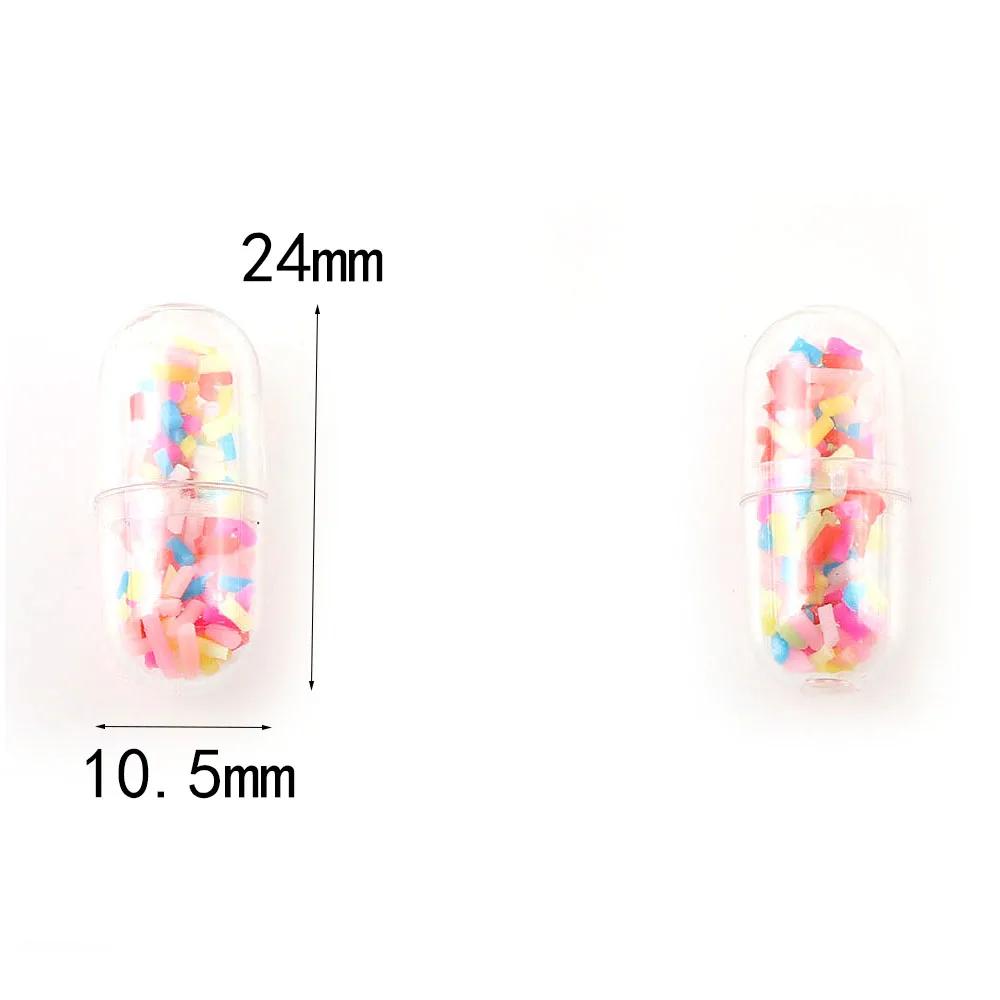 Mini capsule de pilule colorée en argile polymère en bouteille, artisanat de bricolage, décoration d