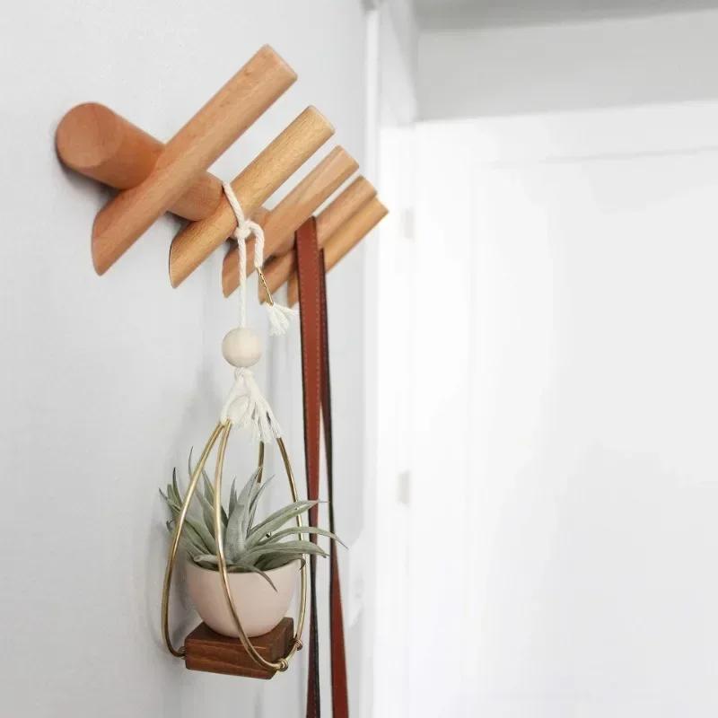 Cintre de rangement mural en bois massif, manteau T1, clé, décoration d'entrée de couloir, 5 crochet