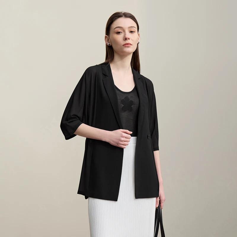 Blazer Amii pour femme – Nouvelle collection été 2026 – Veste légère en mousseline à revers cranté e
