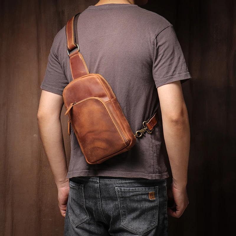 LUOKIR-Sac à Dos Vintage en Cuir group pour le dehors, Sacoche à Bandoulière de Haute Qualité