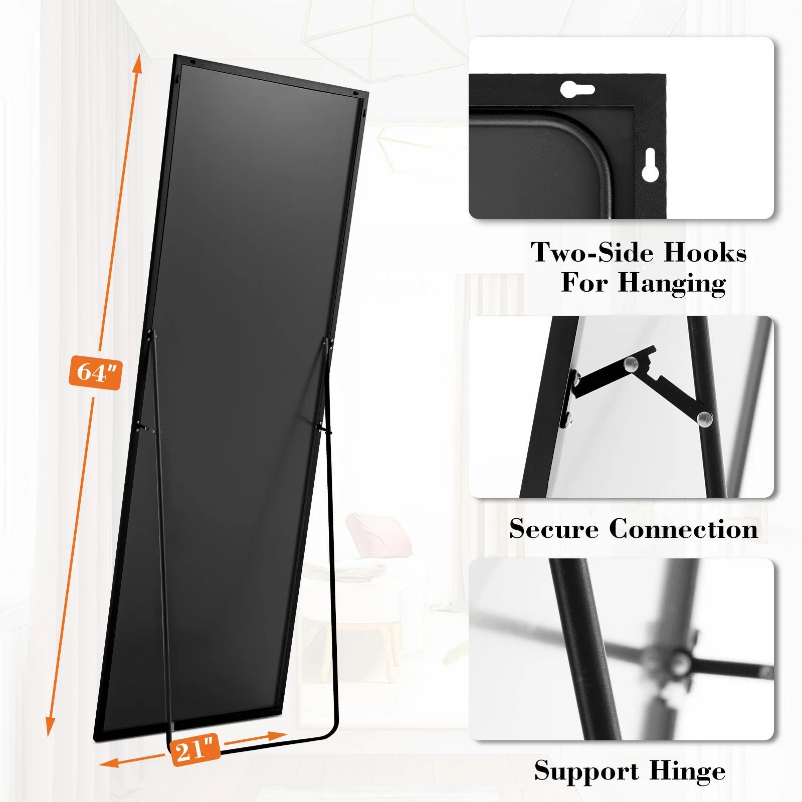 JHK 64 "x 21" miroir mural complet miroirs muraux suspendus ou inclinés avec support cadre en alliag