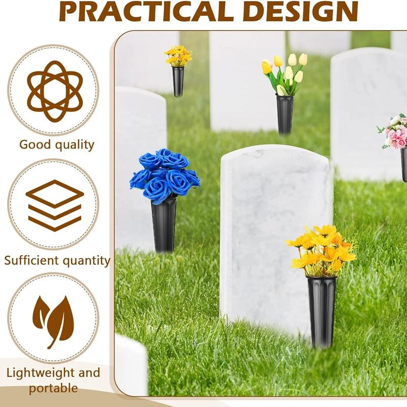 Vase de cimetière avec pointes, support de Vase à fleurs en plastique pour pierre tombale, cour, mar