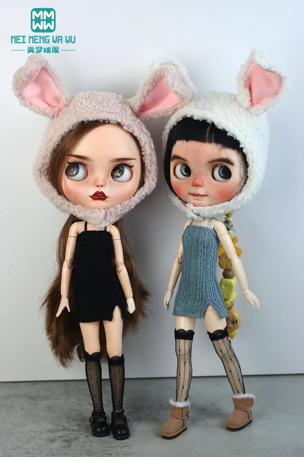 Vêtements de poupée Blyth, 1 pièce, oreilles de lapin, chapeau en peluche multicolore pour Blyth, Az