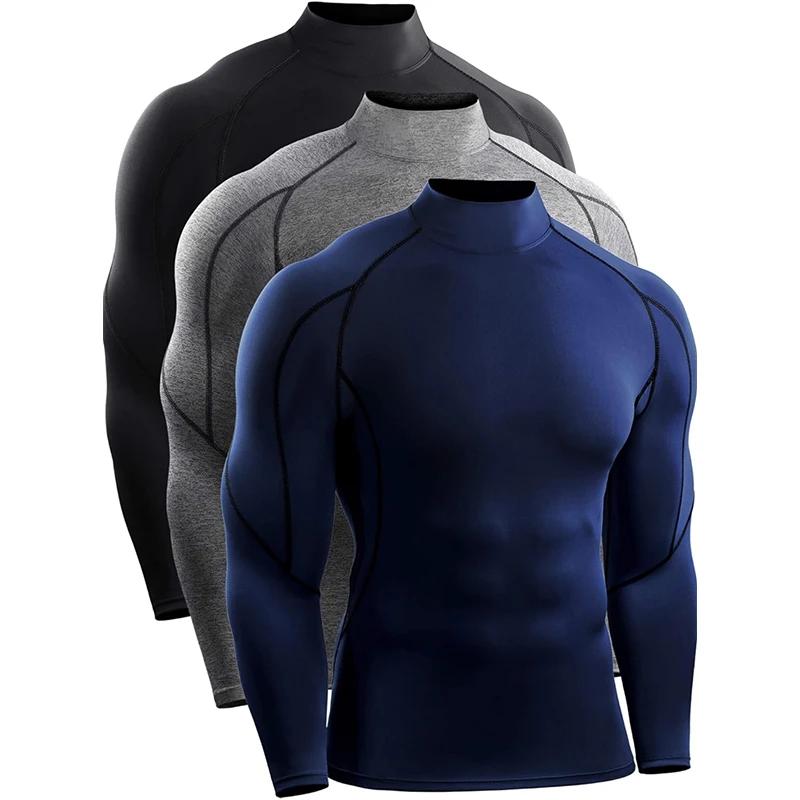 T-shirt de course à manches longues pour hommes, vêtements de sport, survêtement élastique Rashgard,