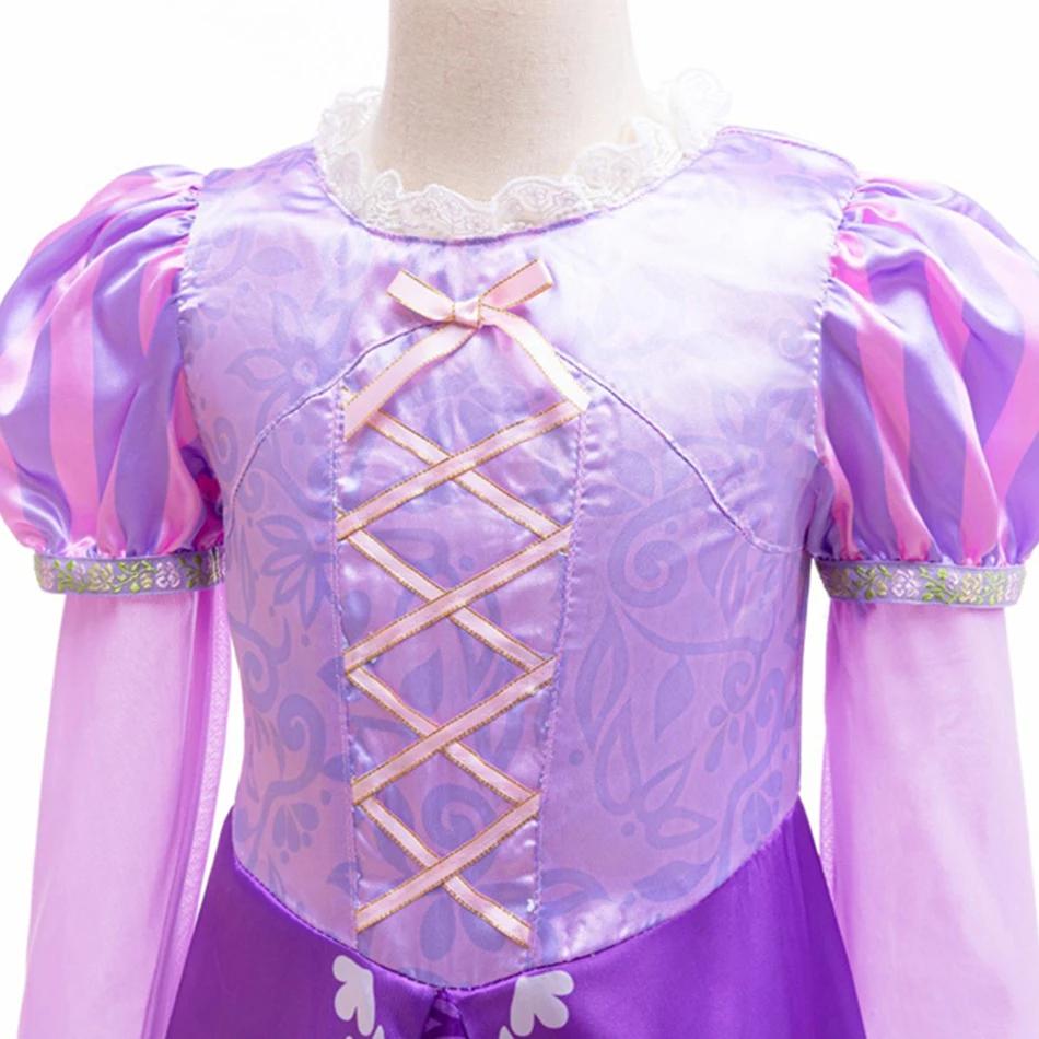 Robe de princesse Rapunzel pour enfants, déguisement d'Halloween, costumes à manches longues, tenues