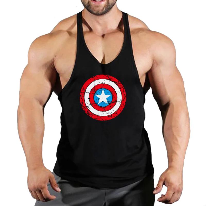 Mode d'été tendance fitness gilet hommes fitness vêtements de sport fitness impression cool chemise