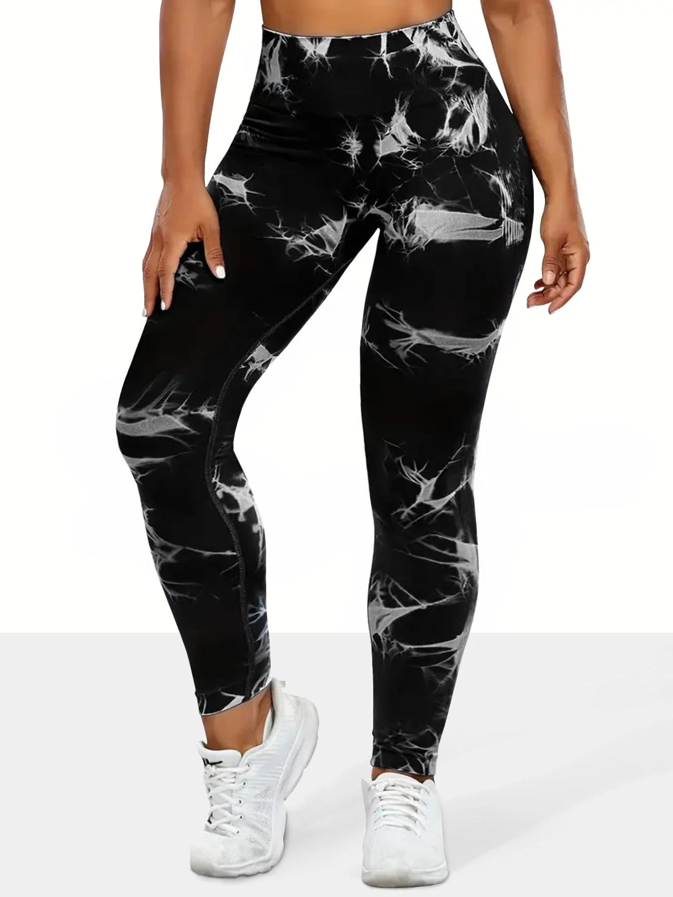 Pantalon de Yoga sans couture pour femmes, teinture par nouage, taille haute, doux et confortable, v