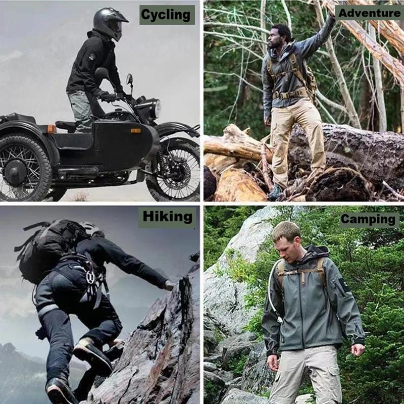 Veste de randonnée en polaire pour homme, style cargo, automne-hiver, effet peau de requin, tactique