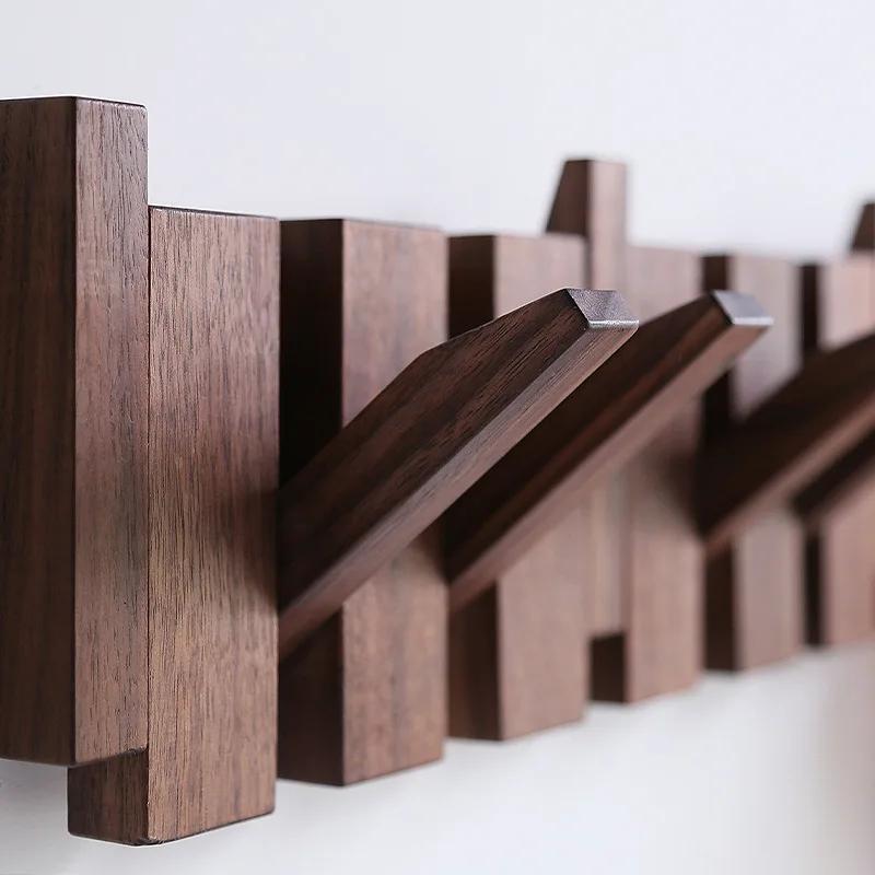 Porte-manteau mural en hêtre et noyer, bâtons de Piano, porte-vêtements créatif suspendu pour porte