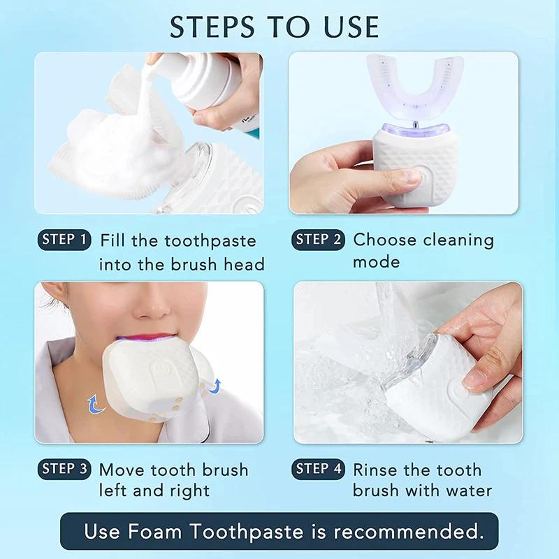 Brosse à dents électrique en forme de U portable, brosse à dents électrique automatique en forme de