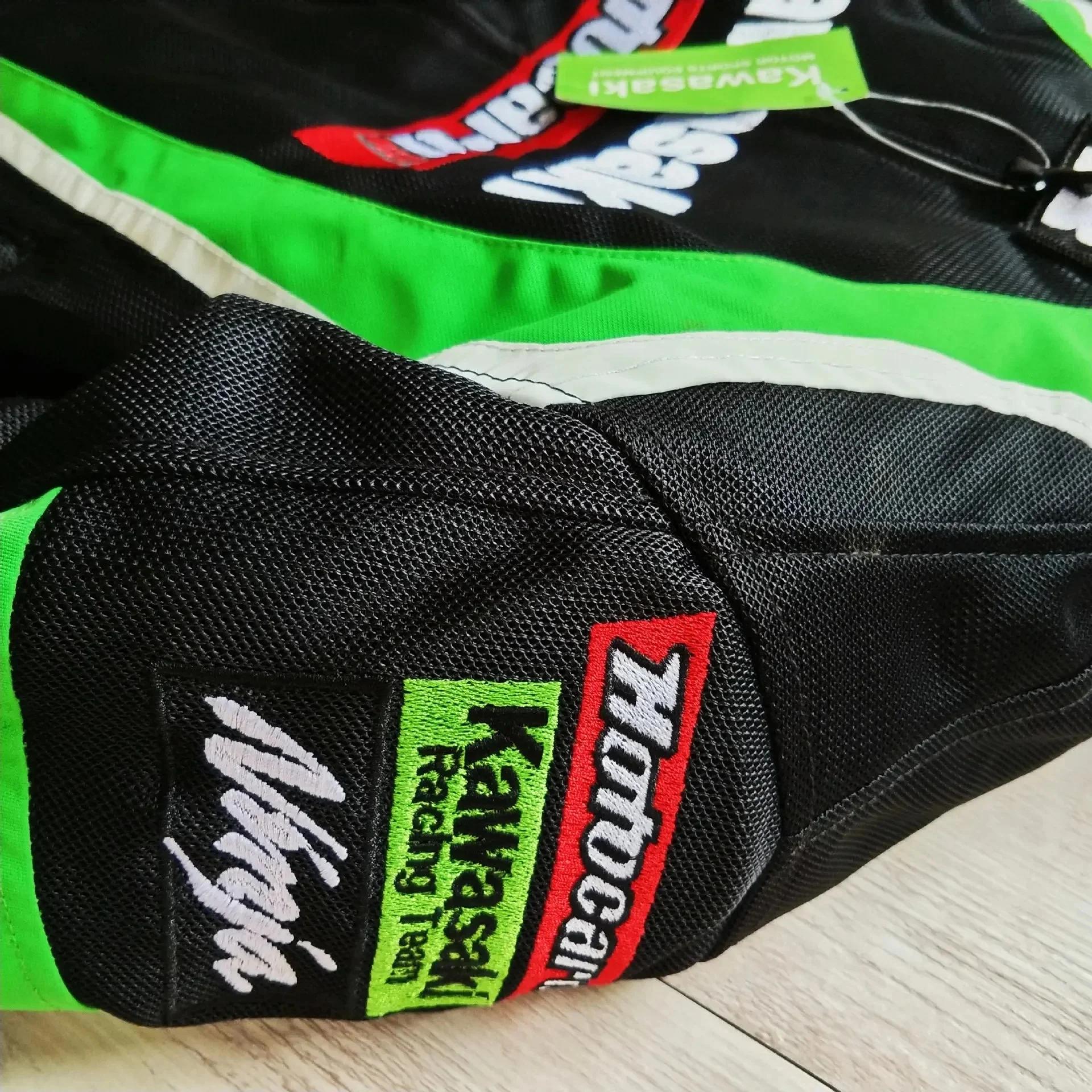 Veste de moto tout-terrain d'été Kawasaki brodée, combinaison de course anti-chute à réduction de vi